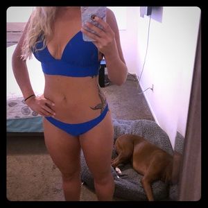Royal blue aerie bikini L push up cheeky bottom S